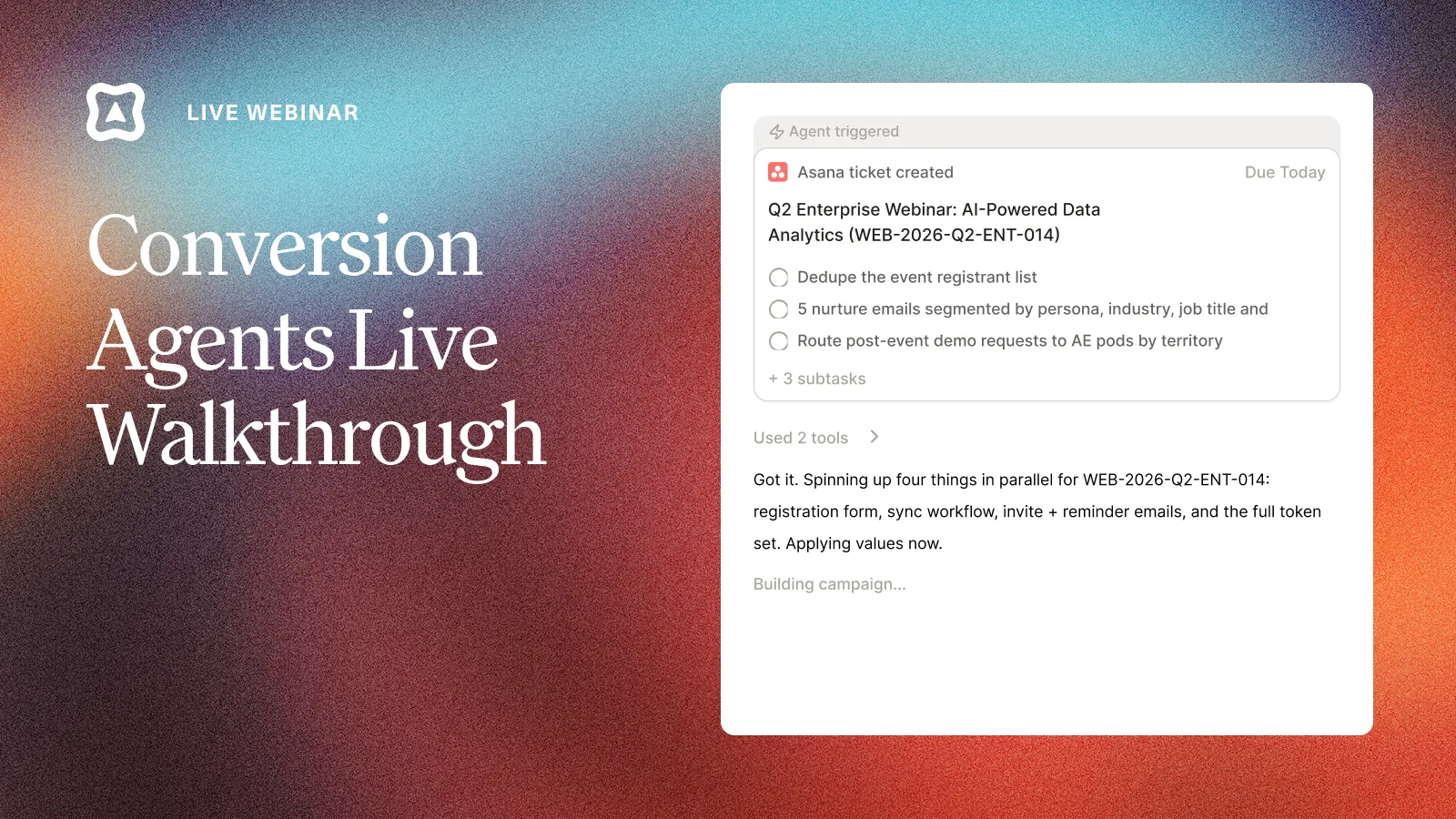 Conversion Agents Live Walkthrough